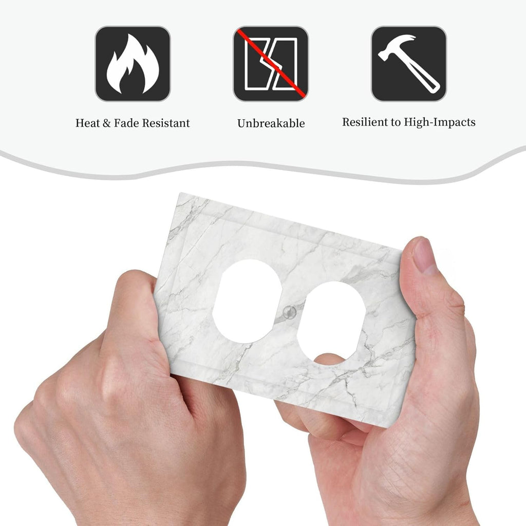 Outlet Covers Marble Granite White And Grey 1 Gang Duplex Electrical Receptacle Faceplate Light Switch Cover Wall Plate Decorative Switch Plates for Home Bedroom Decor