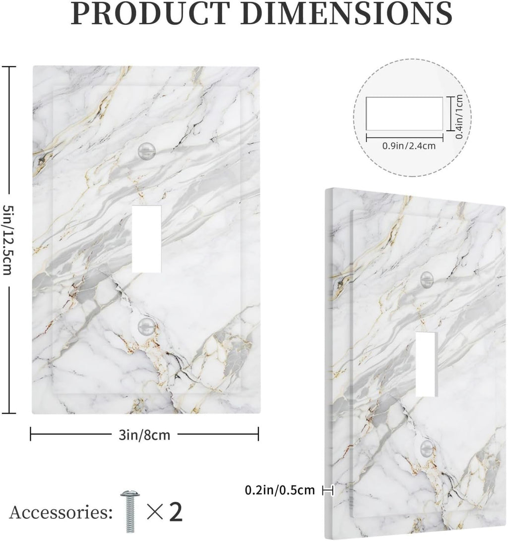 Decorative Light Switch Cover Plate Gray Gold Marble Abstract Modern Luxury 1 Gang Single Toggle Wall Plate Electrical Outlet Covers Decorate Switch Plate Cover for Bedroom Home Decor