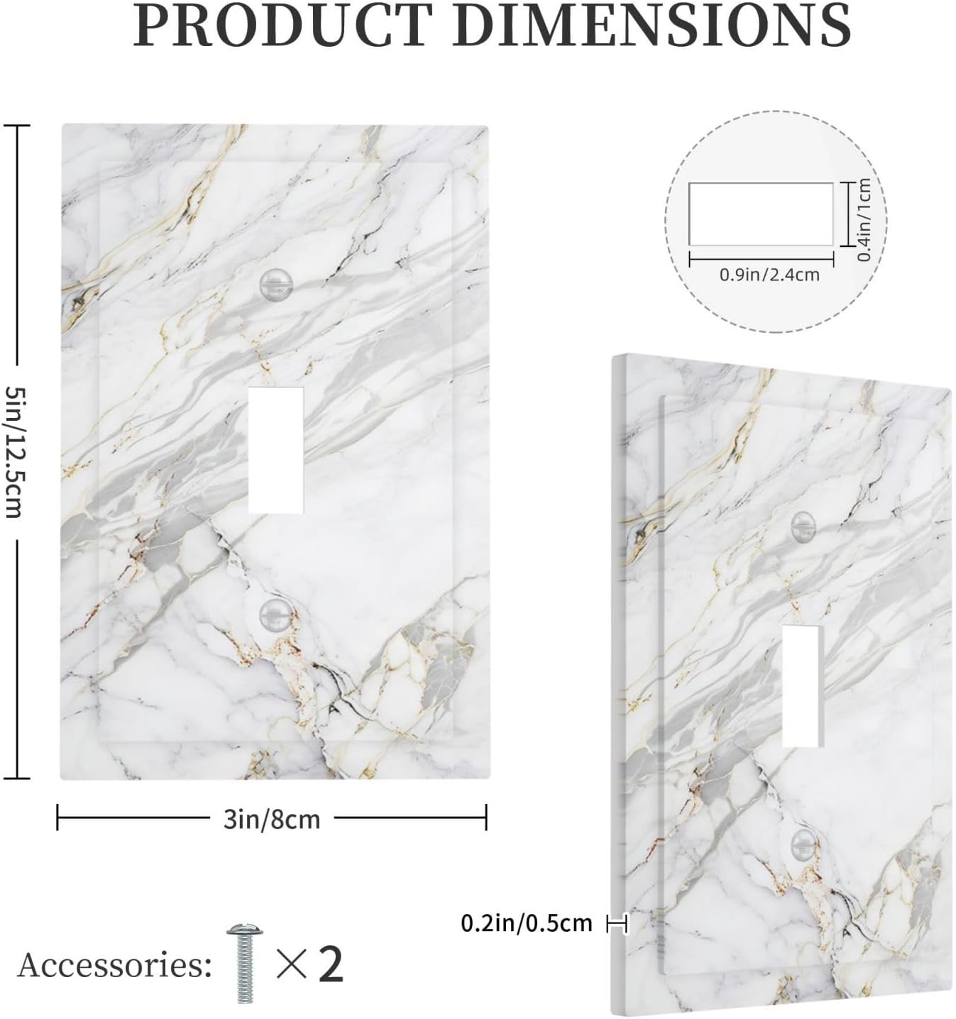 Decorative Light Switch Cover Plate Gray Gold Marble Abstract Modern Luxury 1 Gang Single Toggle Wall Plate Electrical Outlet Covers Decorate Switch Plate Cover for Bedroom Home Decor