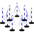 Amylove 9 Packs Traffic Delineator Post Cone with Base, Traffic Cones Safety Cones Caution Cones Plastic Stanchion Chain Safety Barriers with 6.6 Feet Link Chain and S Hooks for Parking Lot (Blue)