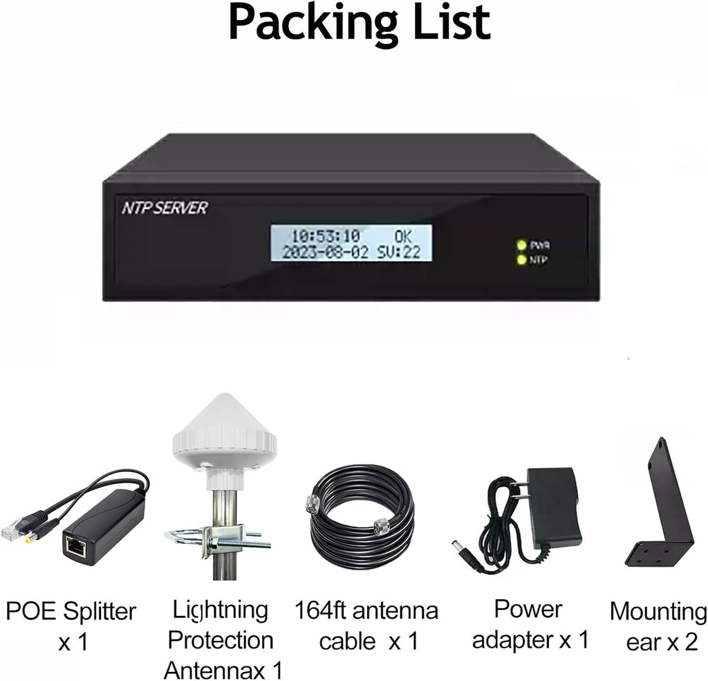 GPS NTP Network Time Server with Dual Ethernet Ports,Supports AC/POE Power,Accurate Time Sync for Network Devices.