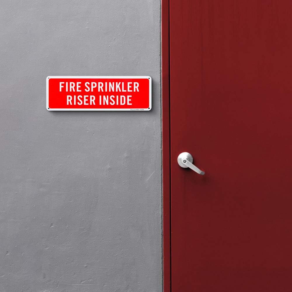 2 Pack Fire Sprinkler Riser Inside Sign, 12"x 4" .04" Aluminum Reflective Sign Rust Free Aluminum-UV Protected and Weatherproof