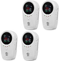 4PCS 5-in-1 Rechargeable Carbon Monoxide & Natural Gas Detectors with Temperature/Humidity LCD Display & 2000mAh Lithium-ion Battery, Portable Plug in Co Detector for Home Travel RV Essentials