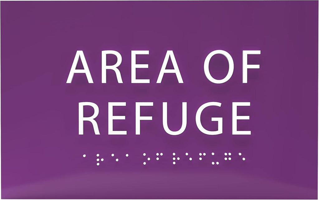 6" X4" Area of Refuge Sign - ADA Compliant Tactile Graphics Grade 2 Braille Text | Wall Mount Plastic Signs for Shopping Malls, Offices, Hotels, Schools, Apartments & Restaurants