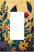 Outlet Covers Abstract Minimalist Floral Botanical Boho Flower 1 Gang Wall Plates Single Rocker Light Switch Covers Decorative Switch Plates Electrical GFCI Panel Covers for Home Office Decor 5 X 3 IN