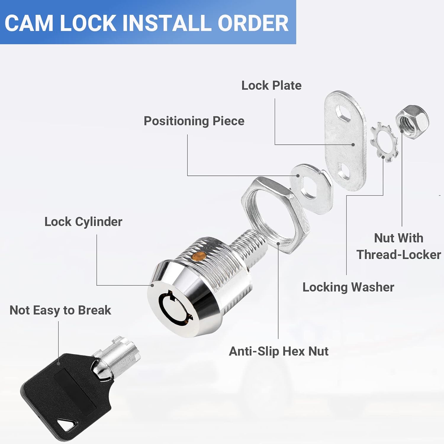 Cam Lock RV Storage Lock Keyed Alike, 5/8" Fits on 3/8" Max Door Thickness, RV Compartment Locks for Camper Trailer (5/8Inch 6Pack)