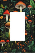 Decorative Outlet Covers Boho Red Mushroom Green Leaf Plants Floral 1 Gang Single Decora GFCI Device Light Switch Covers Plate 1 Rocker Wall Plate Jumbo Switch Cover Plate