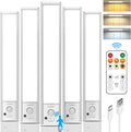 Under Cabinet Lights Wireless,Motion Sensor Light Indoor Closet Lights with Remote Control,3 Color Temps,LED Rechargeable Battery Operated,Under Counter Lights for Kitchen,Wardrobe,Stairs,5 Pack