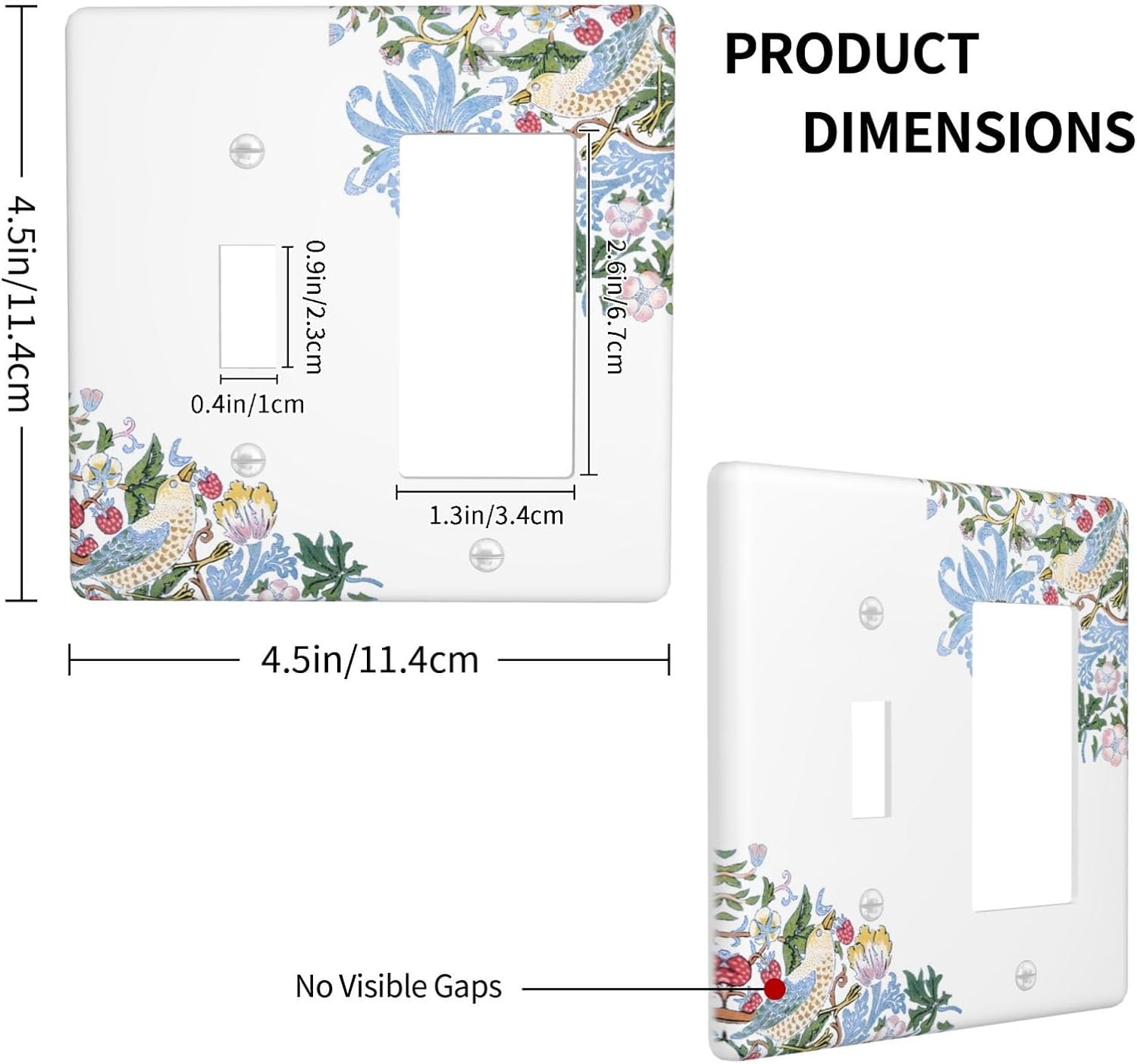 Decorative Outlet Covers Retro Morris Strawberry Rustic Plant Bird 2 Gang 1 Gang Wall Plate Cover Single Toggle Rocker Combo Light Switch Cover Plate Face Plate