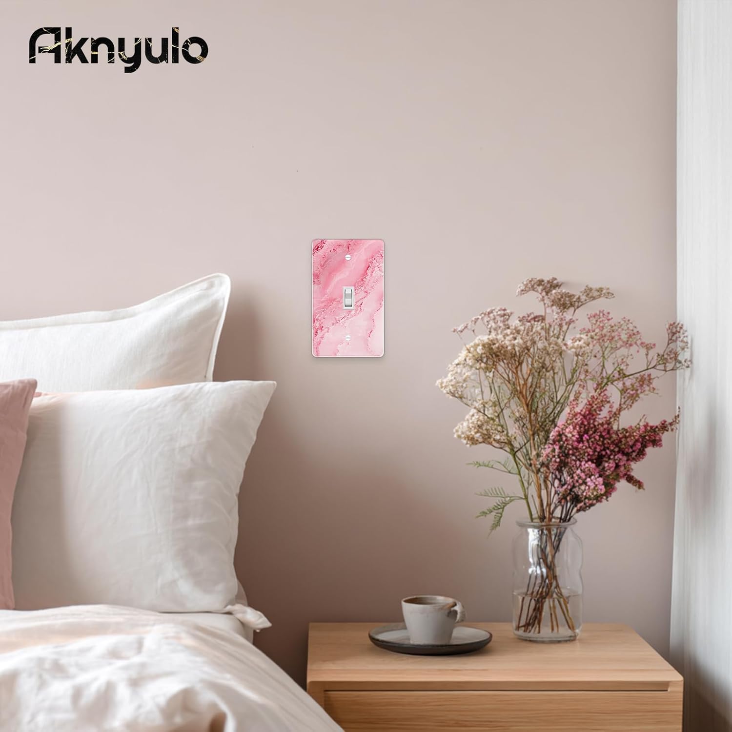Abstract Pink Marble Design Acrylic Switch Wall Plate Light Switch Plates Cover Durable Acrylic Wall Plate Decorative Single Gang Wall Plate