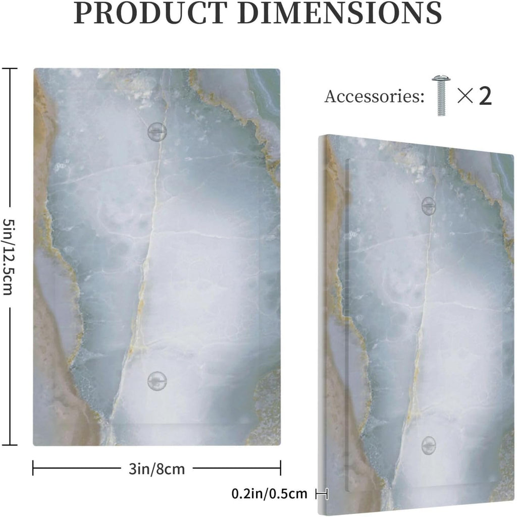 Light Switch Cover Plate Colored Art Marble Golden Line 1 Gang No Device Blank Electrical Wall Plates Faceplate Decorative Switch Plate For Bathroom Kitchen Decor
