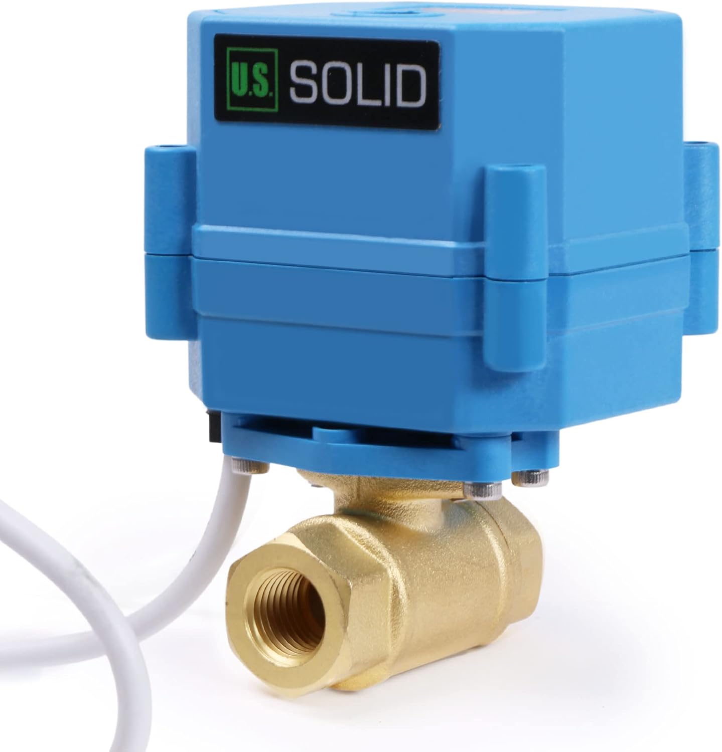 U.S. Solid Motorized Ball Valve- 1/4" Brass Ball Valve with Full Port, 9-24V AC/DC and 2 Wire Auto Return Setup