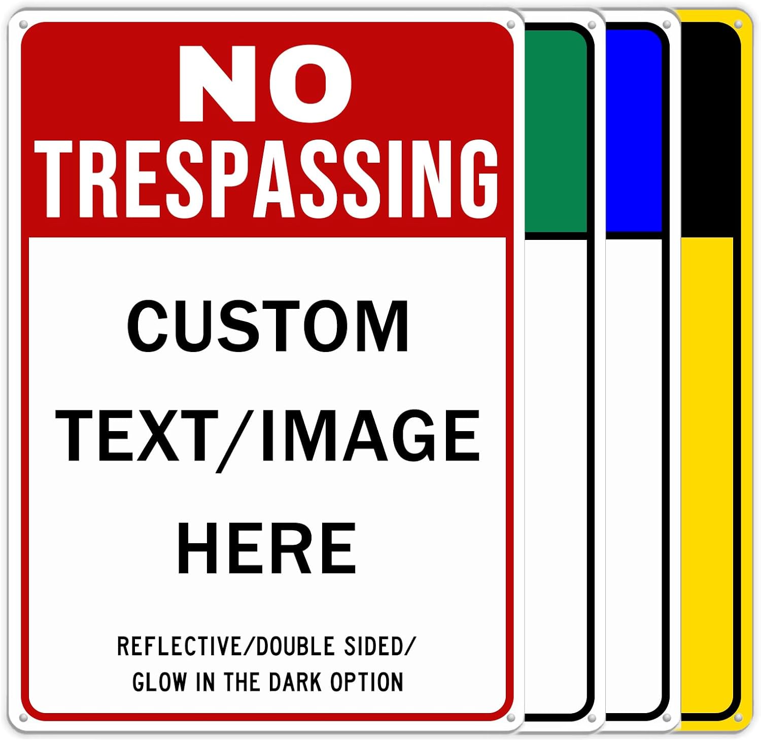 Custom No Trespassing Sign, Glow in the Dark/Reflective Option, 14''x10'' Personalized Aluminum Warning Signs, Customize for Business, Yard, Garden, School, Driveway, Outdoor