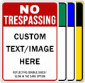 Custom No Trespassing Sign, Glow in the Dark/Reflective Option, 24''x18'' Personalized Large Aluminum Warning Signs, Customize for Business, Yard, Garden, School, Driveway, Outdoor