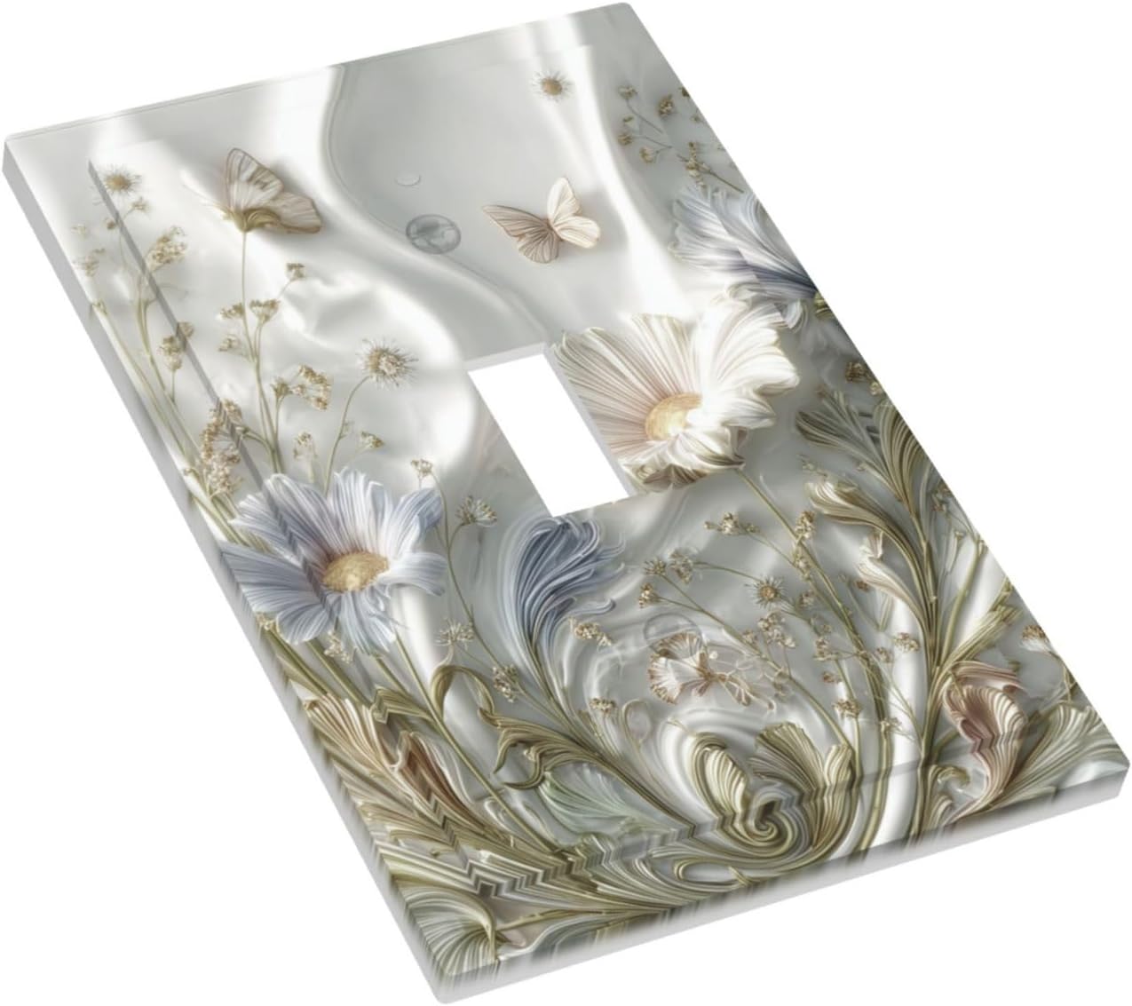 Artistic Floral Plant 1 Gang Single Toggle Decorative Light Switch Covers Electrical Faceplate Switch Plates for Bathroom Kitchen Home