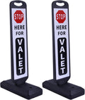 2-Pack Valet Parking Signs with Water-Filled Base, 32.8" x 9.4" Reflective Double-Sided Sheet, Reflective Traffic Sign for Parking Lots
