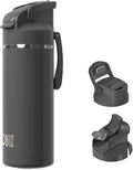 OISIZ Insulated Water Bottle 20 oz with 2 in 1 Spout and Straw Lid,One Click Safety Lock,100% Leakproof,Keep Cold 24H,Vacuum Stainless Steel Water Bottle for School,Travel and Sports,Dishwasher Safe