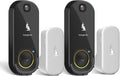Kangaroo Wireless Doorbell+Chime,HD Camera,Easy Setup,Battery Power,Motion Detection,2.4G WiFi,Real-time Alerts to Phone,Security System for Home,Apartment and Office (2 Doorbell+2 Chime)