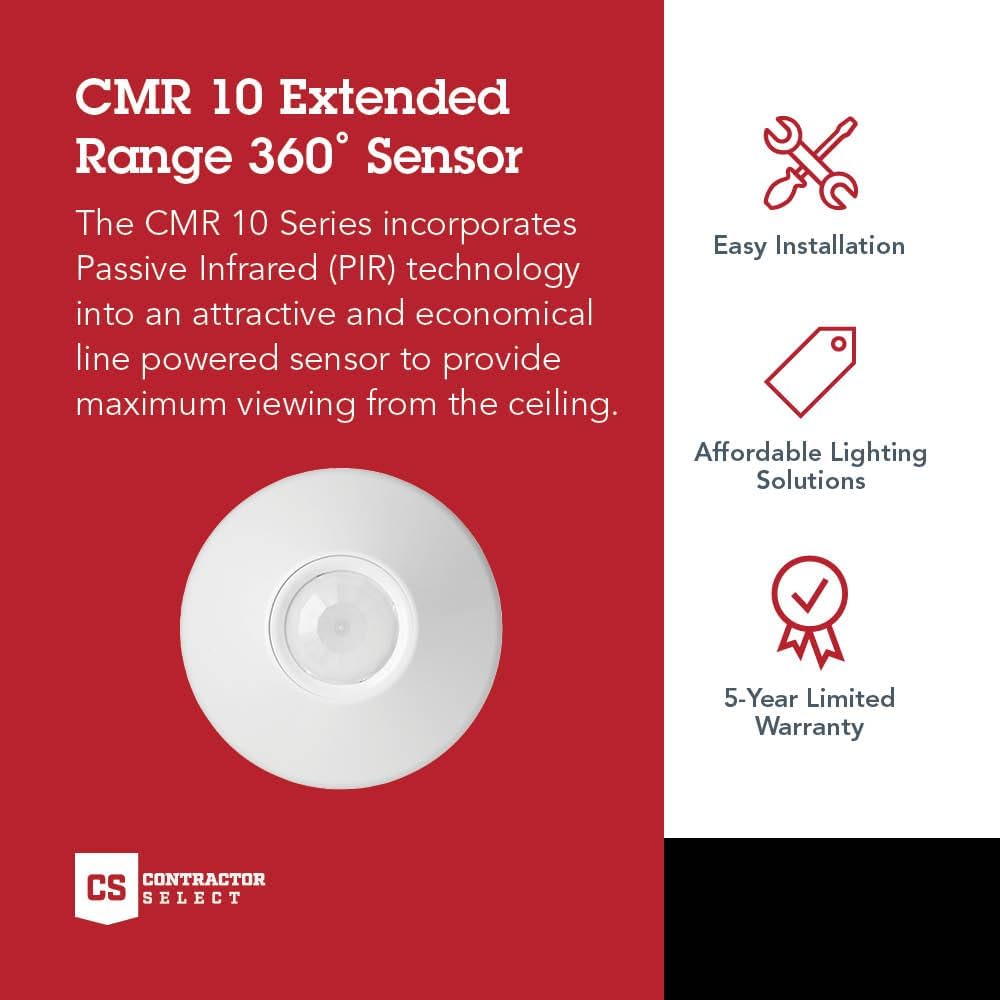 SensorSwitch Ceiling Motion Sensor, PDT Passive Dual Technology Passive Infrared PIR and Microphonics Occupancy Sensor, 360° Large Motion Detection, Indoor Use, Line Voltage, Extended Range