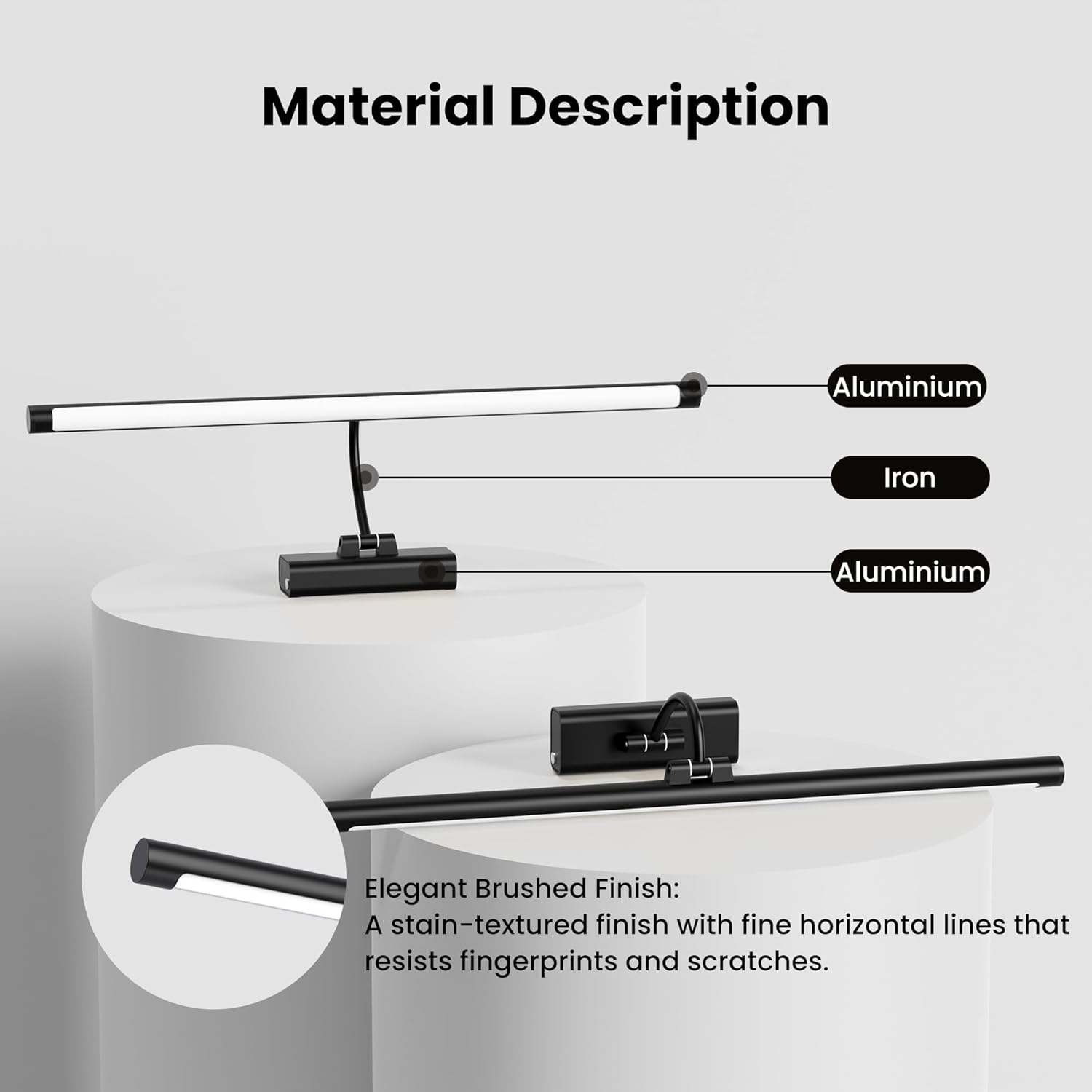 24" Picture Light with 8000mAh Battery - Black Operated Wireless Wall Sconce with Remote & Timer for Large Paintings, Photo, Canvas & Artwork