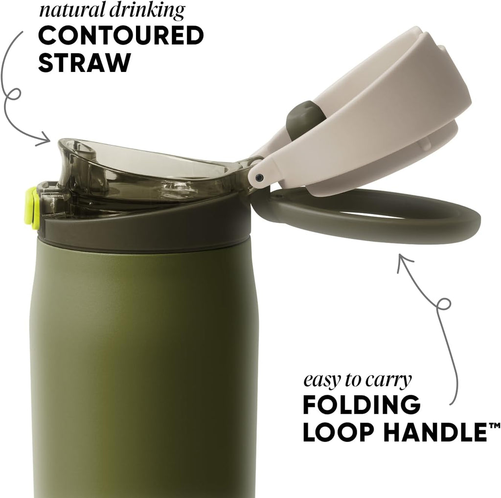 Simple Modern Mesa Loop Water Bottle with Covered Straw and Handle | 24oz Cup Holder Friendly Insulated Stainless Steel Bottles for Travel, Sports and School | Cricket