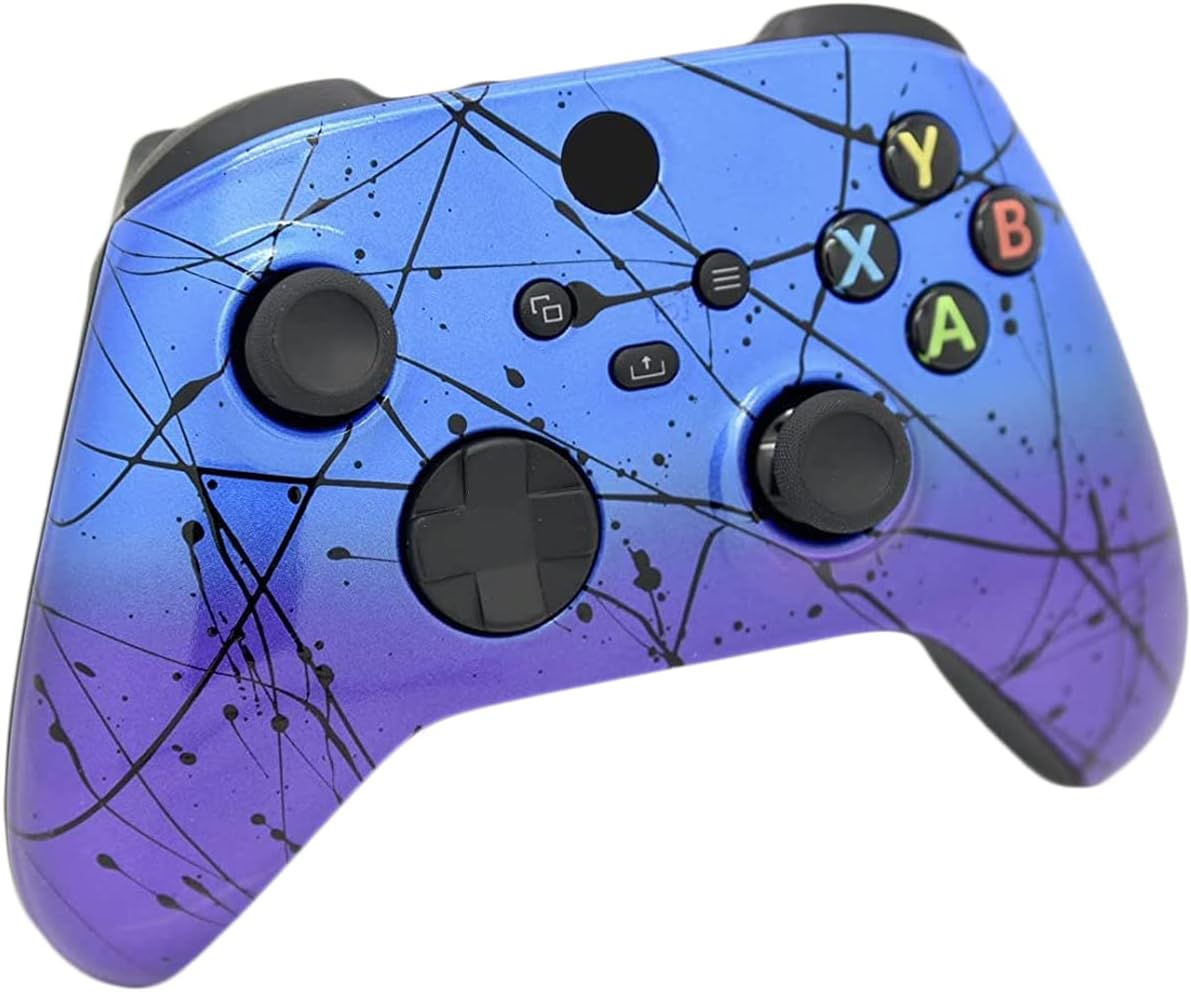 Hand Airbrushed Fade Custom Controller Compatible with Xbox Series X/S & Xbox One (Series X/S Blue & Purple)
