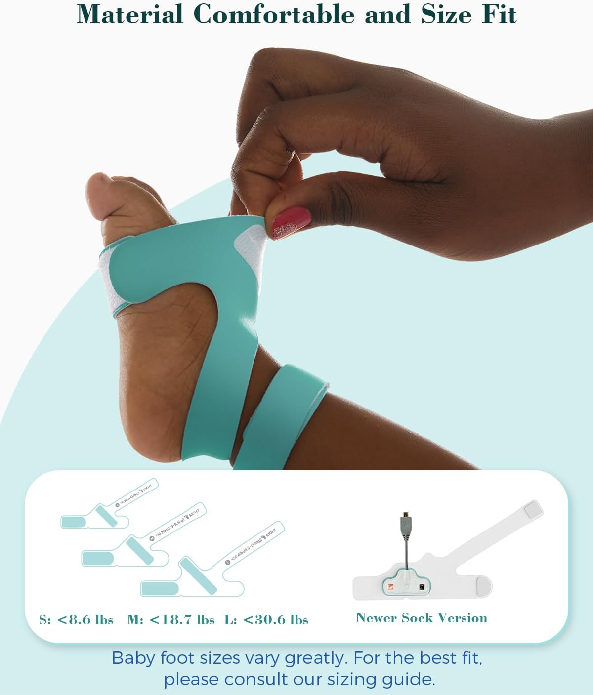 Babytone Baby Sleep Monitor with Base Station- Smart Sleep Sock, Tracking Heart Rate and Movement, Wearable Baby Foot Monitor with Bluetooth and APP, for 0-36 Months Newborn