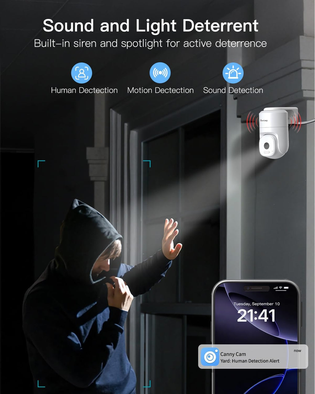 VIMTAG 2.5K Outdoor Cameras for Home Security, 4MP Security Camera Outdoor, 2.4G/5G WiFi, Wired Outside Camera for House with Audio and Video, Motion Sensor, Color Night Vision, SD Card/Cloud Storage
