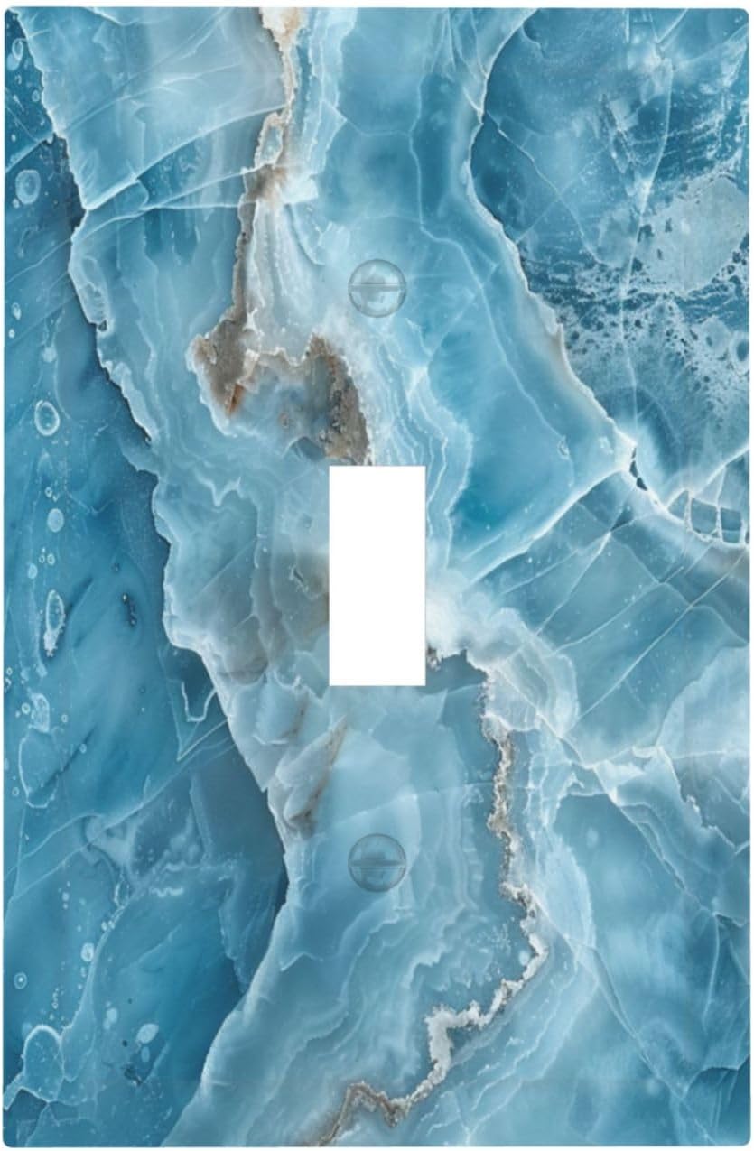 Decorative Light Switch Cover Plate Abstract Watercolor Blue Marble Texture 1 Gang Single Toggle Wall Plates for Electrical Outlets Outlet Covers Switch Plate Covers for Kitchen Decor