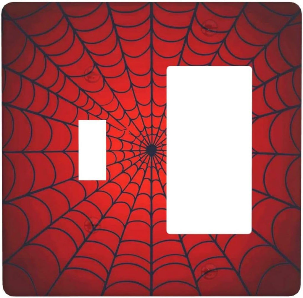 Red Spider Web Black Line Simplicity Outlet Covers 1 Toggle 1 Rocker Combination Decorative Wall Plate Electrical Switch Plates Light Switch Cover Plate For Kids Room Home Decor