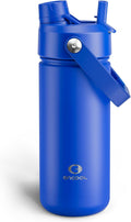 ENCOOL Insulated Water Bottle with Straw Stainless Steel Water Bottle, Leak-Proof, BPA-Free, Double Wall Vacuum Keeps Cold for 24 Hours for Sports, Travel, School (18 oz, Royal Blue)