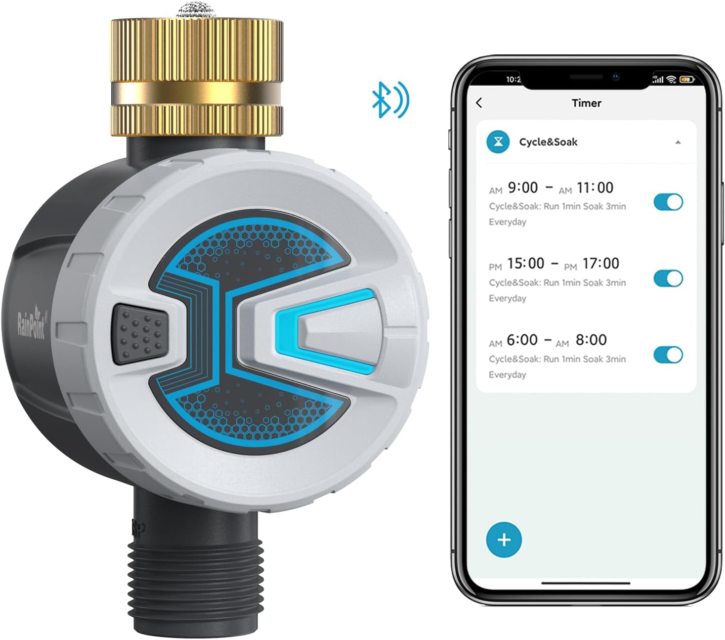 RAINPOINT Sprinkler Timer, Bluetooth Water Timer for Garden Hose, Smart Irrigation Controller, APP Remote Control (Bluetooth Connection)