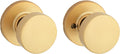 Kwikset Pismo Interior Passage Door Knob, Handle for Closet and Hallway Doors, Non-Locking Doorknob, Satin Brass, Round, Microban Protection