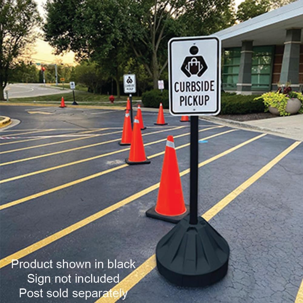 Plasticade Roll-A-Post Portable Sign Post Base, 26" x 38" or Smaller Signs, Designed for School, Airport, Parking Lot, Durable Plastic, Wind Resistance, 24" x 24", Yellow, Post Not Included