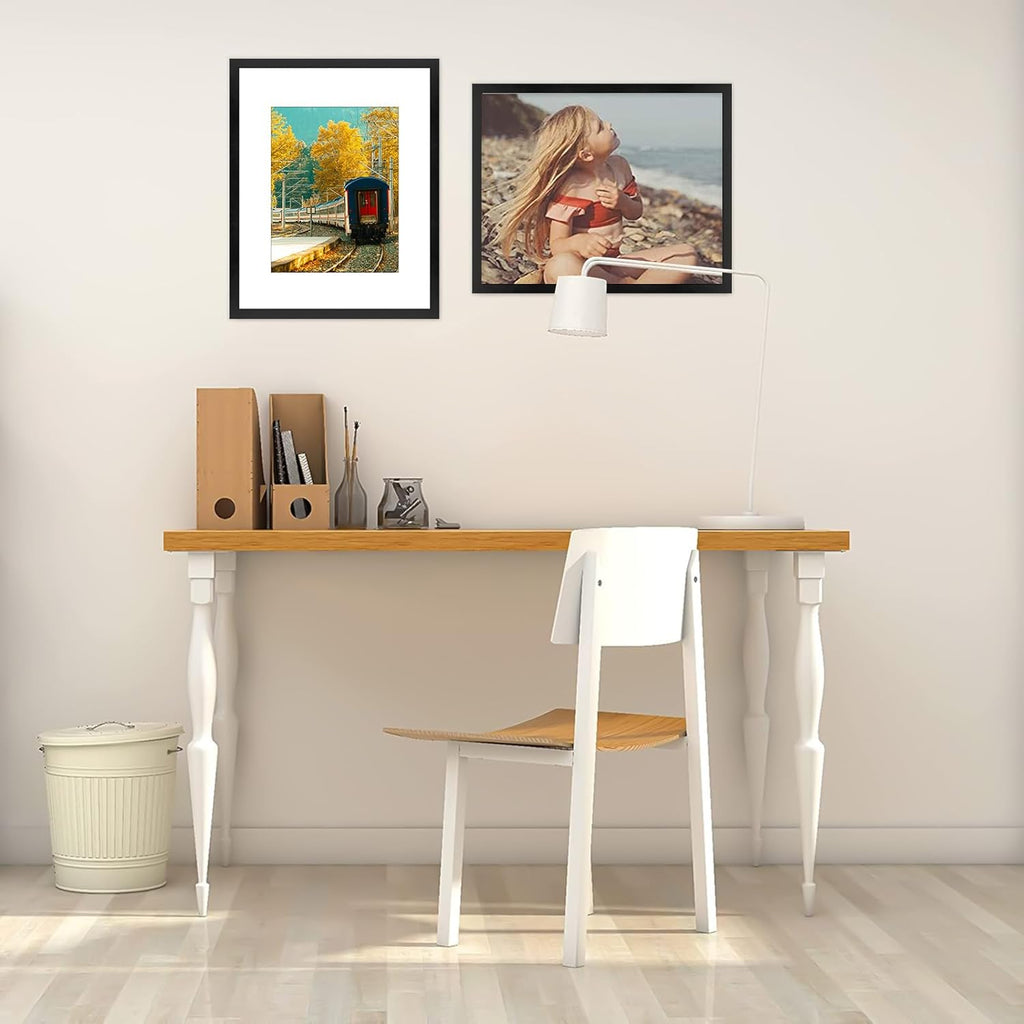 Golden State Art, 16X20 Picture Frame with Mat for 11X14 - High Definition Glass Wall Mounting Horizontal Vertical Display (Black, 2 Pack)