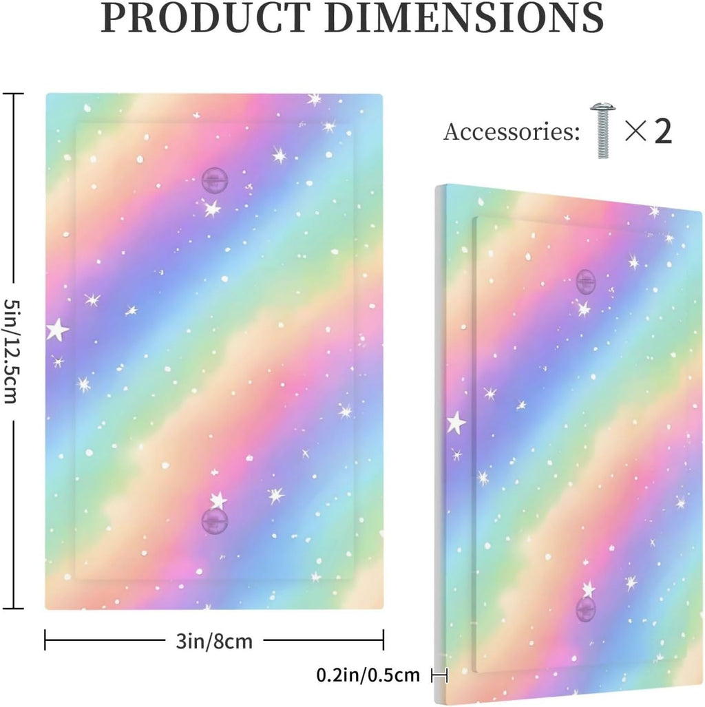 Decorative Light Switch Cover Plate Pink Blue Purple Iridescent Rainbow 1 Gang No Device Single Blank Outlet Covers Wall Plates for Electrical Outlets Faceplate for Girlroom Home Decor