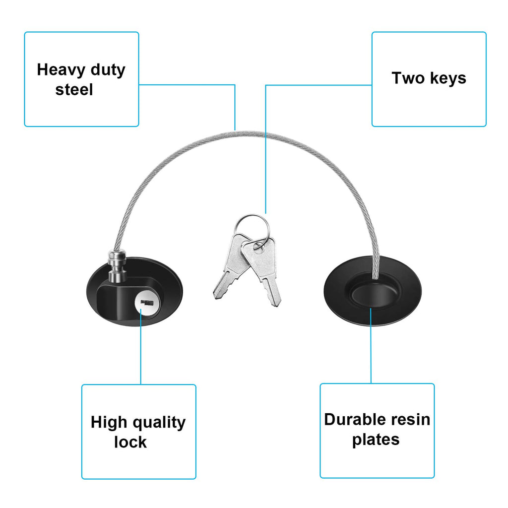 Hotop 4 Pack Cabinet Locks with Keys Mini Fridge Refrigerator Locks for Kids Toddlers Self Adhesive Child and Baby Proofing Safety for Deep Freezer Drawers Doors Latch(White and Black)