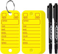 200 Pcs PVC Tags with Labels and Rings, Car Key Tags for Organization, Identifiers, and Luggage Tags with 2 Pcs Markers, Plastic Keychain Tags for Car, Truck, and Dealer Use (Yellow)