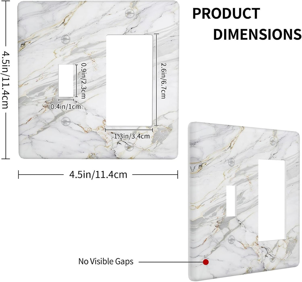 Outlet Covers Gray Gold Marble Abstract Modern Luxury 1 Toggle 1 Rocker Combo Light Switch Cover Plate Decorative Switch Plate Covers Electrical Wall Plate for Bedroom Home Decor