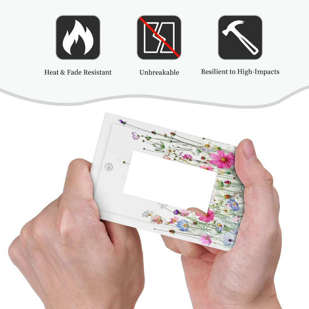 Decorative Outlet Covers Boho Colorful Flowering Plant Wild Flower 1 Gang Single Rocker Light Switch Cover Plate Wall Plates Gfci Faceplate For Bed Room Living Room Decor
