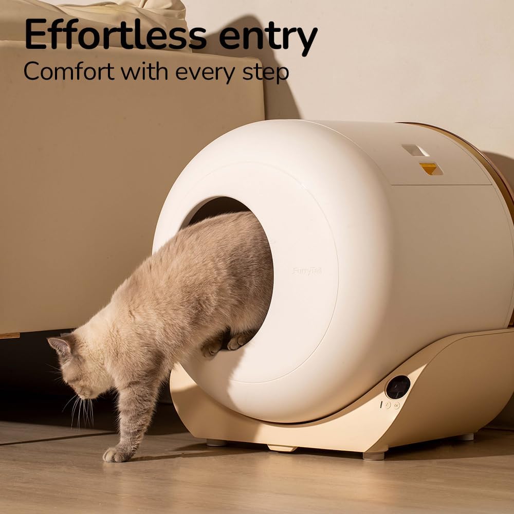 Furrytail Automatic Litter Box Pro – Self-Cleaning, Odor Control, Spacious Interior & Large Waste Bin, Includes 40 Litter Bags with APP Control