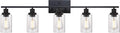 MELUCEE 40 Inches Length 5-Light Bathroom Vanity Light Fixtures Black Industrial Wall Sconce Lighting with Clear Glass Shade for Living Room Bedroom Hallway Kitchen (Patent No.: US D963914 S)