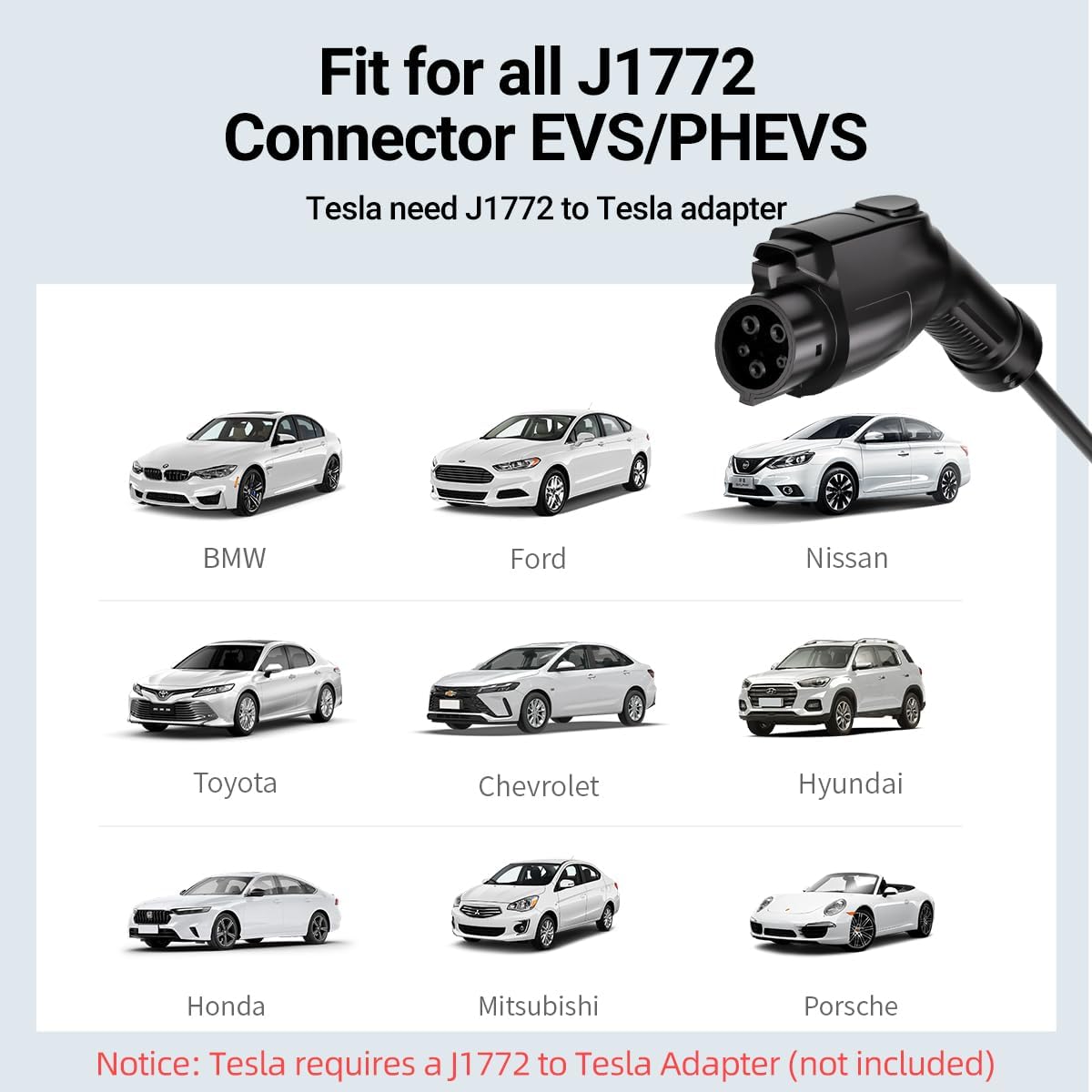 16A Portable Level 1&2 Car Charger-ETL Certified,110V-240V EV Charger with 25FT Cable, NEMA 6-20 Plug & NEMA 5-15 Adapter EV Charging Station, Portable Backup EV Chargers for All SAE J1772 Cars