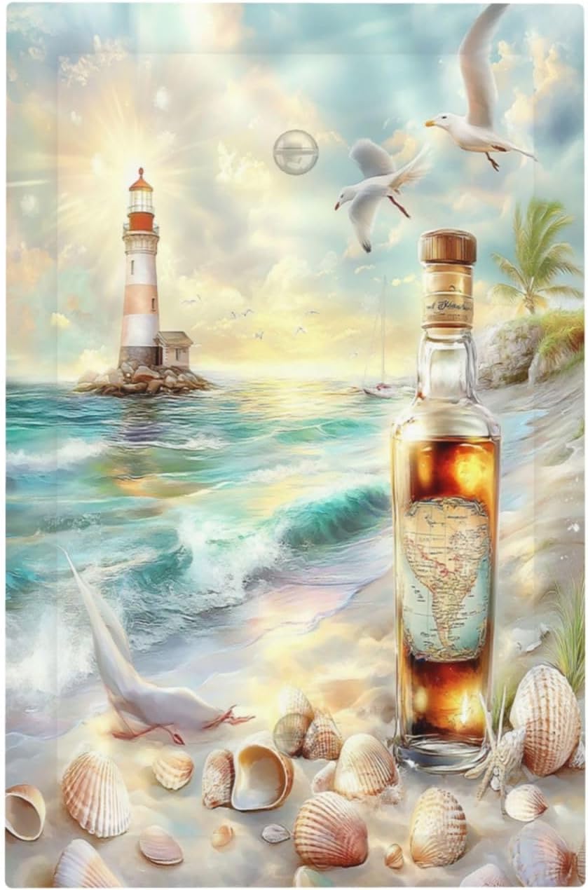Light Switch Cover Plate Beach Ocean Lighthouse Seashells 1 Gang No Device Blank Electrical Wall Plates Faceplate Decorative Switch Plate For Bed Room Living Room Decor