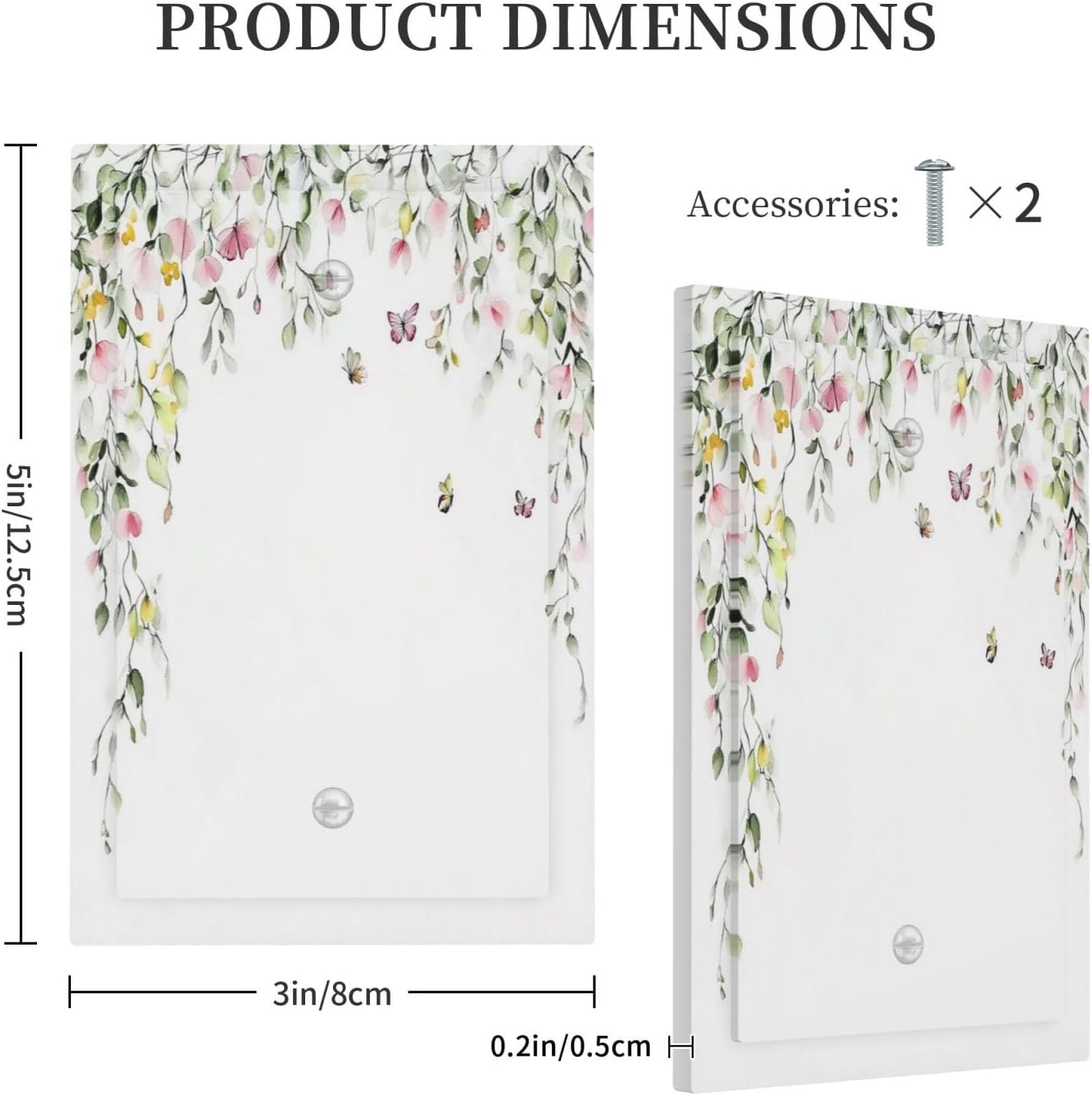 Watercolor Flowers Vine Colorful Butterfly Floral Light Switch Cover Plate 1 Gang No Device Blank Electrical Wall Plates Faceplate Decorative Switch Plate For Bed Room Living Room Decor