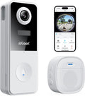 ieGeek Doorbell Camera Wireless No Subscription, 3MP Video Doorbell with Chime, 180° Head to Toe View, 2-Way Talk Voice Changer, AI Motion Detection Night Vision, Only 2.4GHz WiFi, Works with Alexa