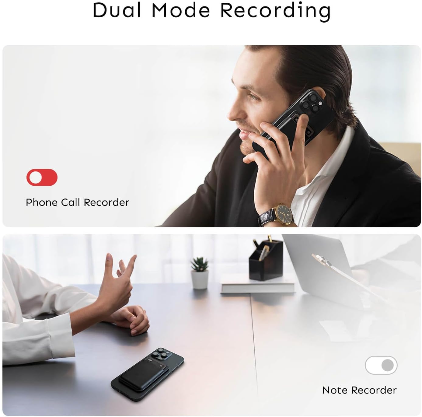 AI Voice Recorder with App Control : AI Transcription, Summarization & Mind Maps, Portable AI Note Taking Device with Case 64GB Memory Recording for Calls, Speeches, Meetings, Interviews(Black)