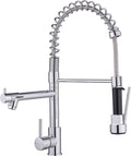 AIMADI Chrome Kitchen Faucet with Pull Down Sprayer,Dual Spout Design Modern Stainless Steel High Arc Kitchen Sink Faucet for Farmhouse Camper Laundry Rv Bar