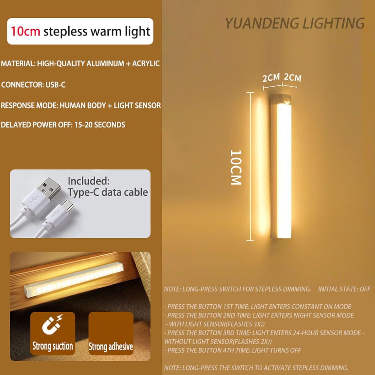 4 Pcs 3.9In Punch-Free Smart Sensor Magnetic Rechargeable Led Lights, Motion Sensor Light Indoor, USB C Rechargeable Closet Under Counter Lighting for Kitchen,Wardrobe,Cupboard
