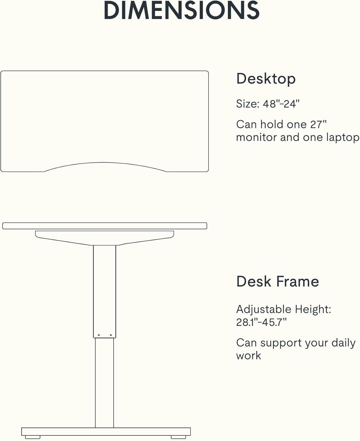 FLEXISPOT EN1 Bamboo Standing Desk, 48 x 24 Inches Whole-Piece Electric Height Adjustable Desk for Home Office (White Frame + Bamboo Curved Desktop, 2 Packages)